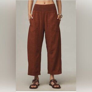 NWT Size L - The Reese Linen Blend Pull-On Barrel Pants Pilcro (NWT US$ 118)
